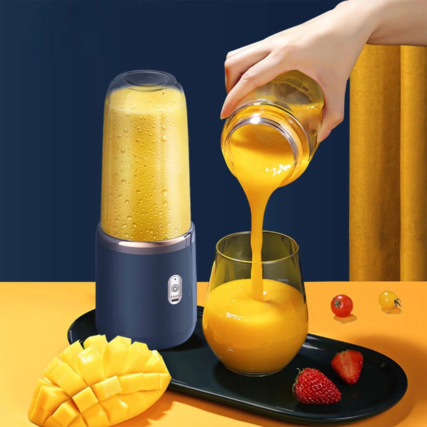 Portable Blenders, Small Blenders Fruit Juicer USB Rechargeable with 6 Blades Blenders for Shakes, Portable Fruit Juicer Blenders Handheld Smooths Blenders for Sports Travel and Outdoors